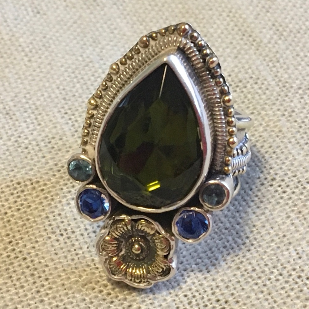 Mars and Valentine Green and Blue Peacock Ring